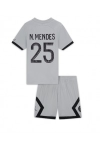 Fotbalové Dres Paris Saint-Germain Nuno Mendes #25 Dětské Venkovní Oblečení 2022-23 Krátký Rukáv (+ trenýrky)